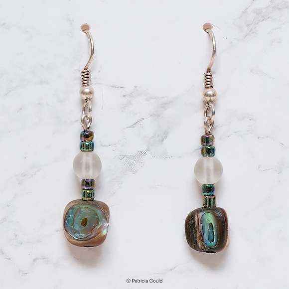 New - EA61 - Handmade Abalone and glass beaded earrings - one of a kind - Picture 1 of 1